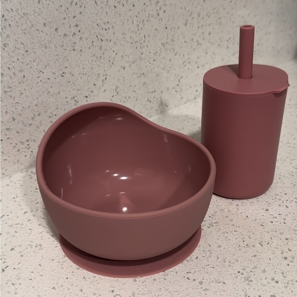 Spill Proof cup Pink Baby Bowl Set